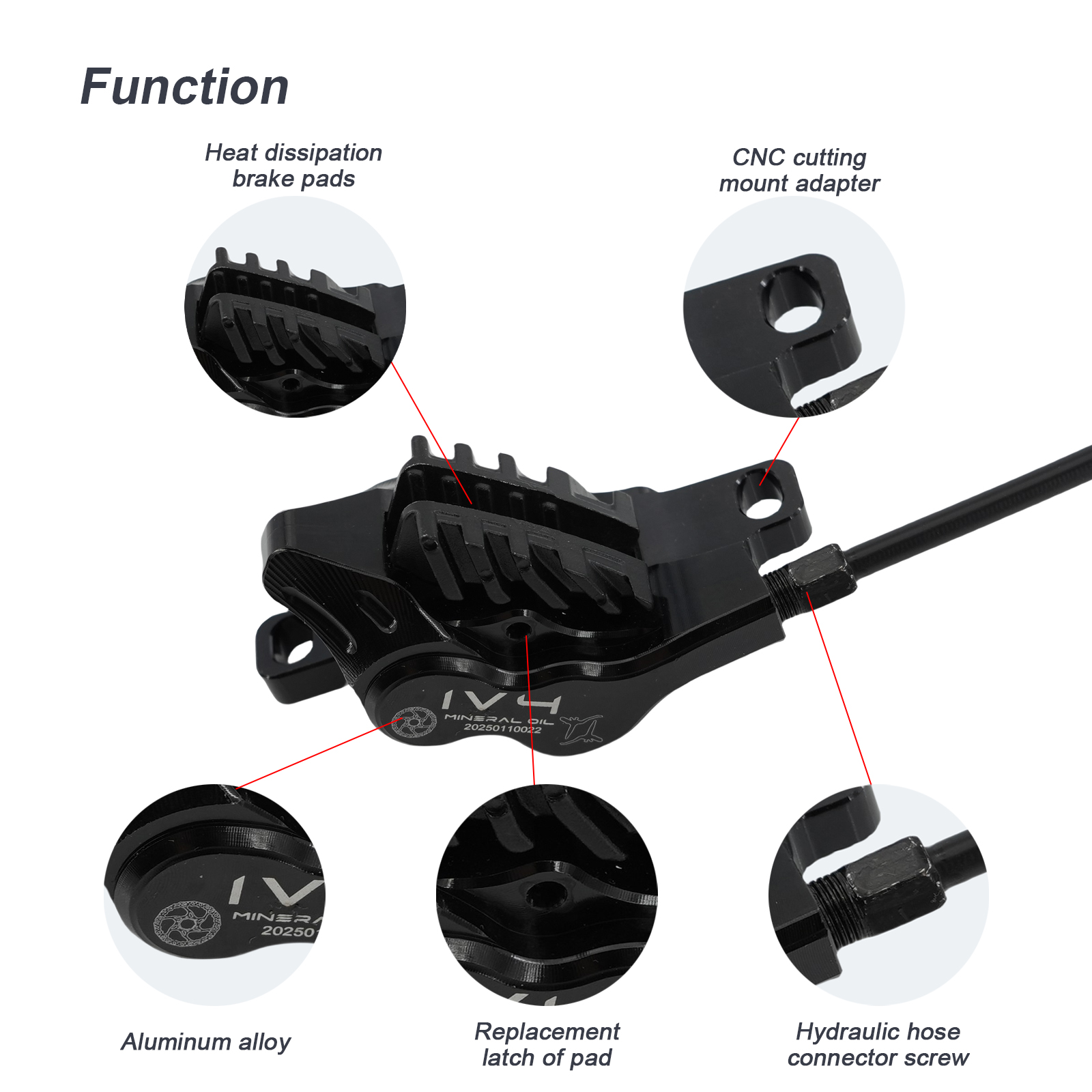 IIIPRO 4 Pistons bike brake caliper Hydraulic for MTB full CNC process aluminum ultra lightweight Ceramic brake pad super heat dissipation sink internal routing external