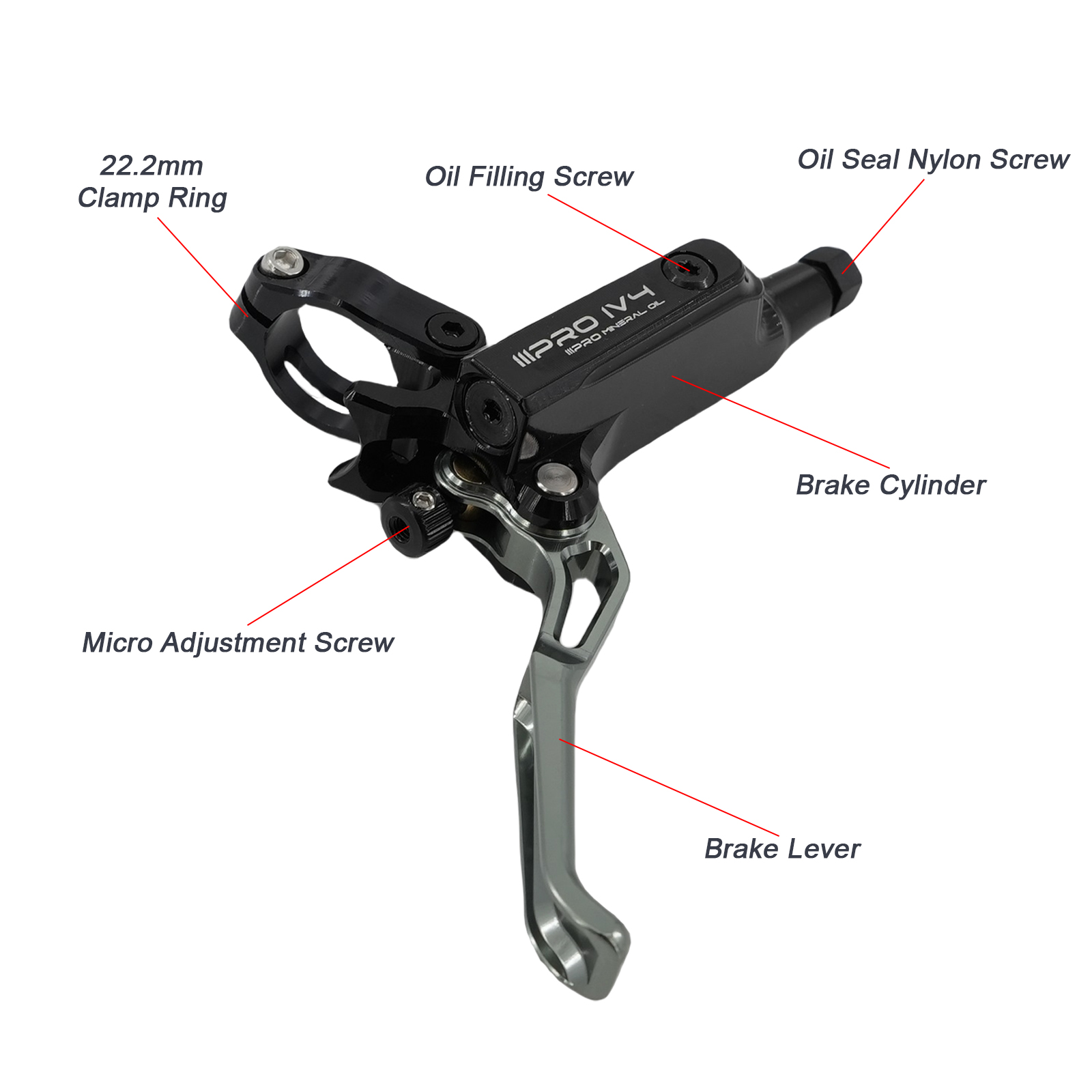 IIIPRO 4 Pistons bike brake caliper Hydraulic for MTB full CNC process aluminum ultra lightweight Ceramic brake pad super heat dissipation sink internal routing external