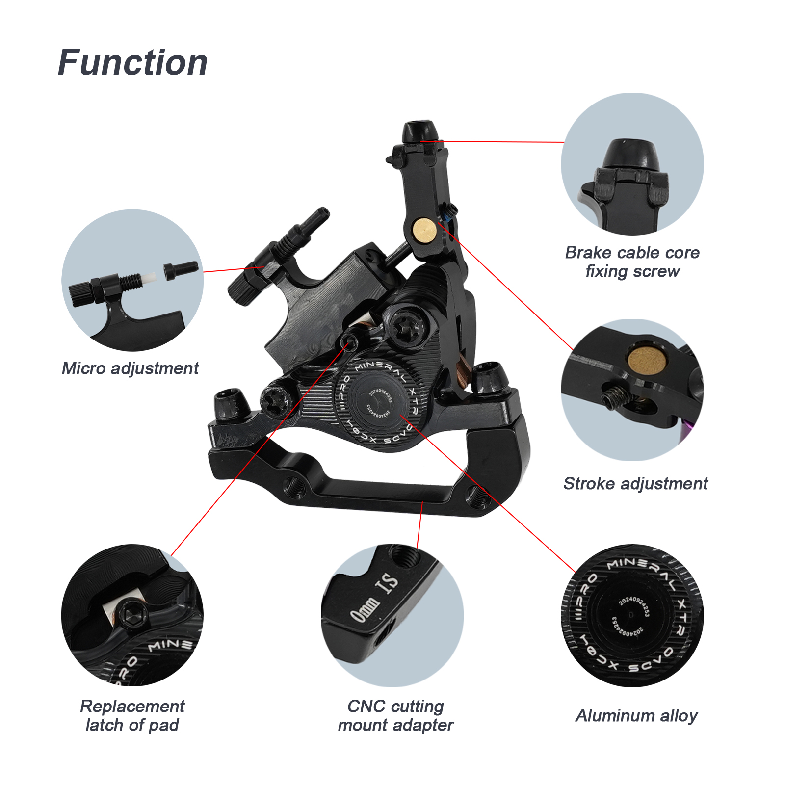 IIIPRO MTB brake caliper cable pulling actuated hydraulic brake 2 pistons aluminum ultra lightweight